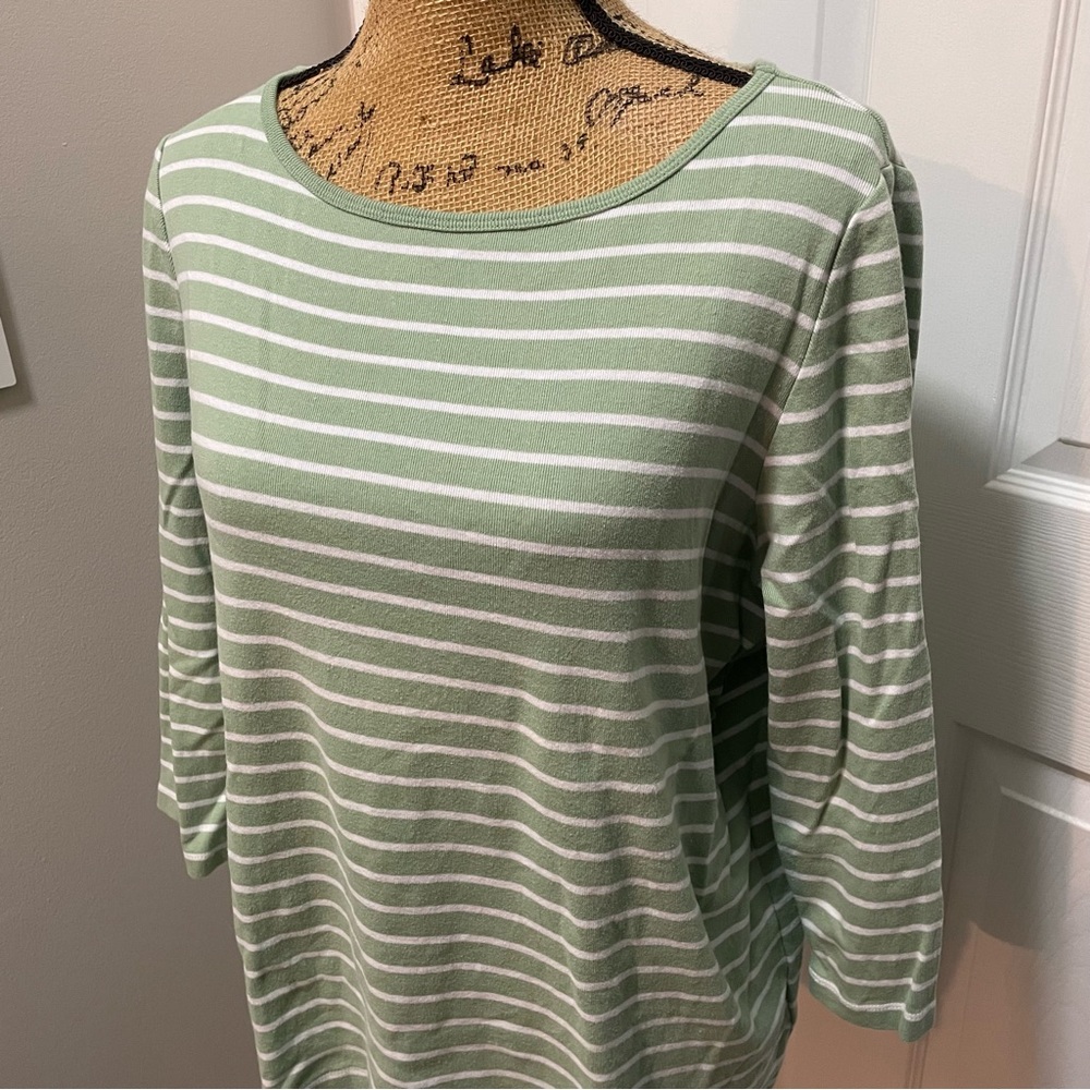 Green & White Striped Tee